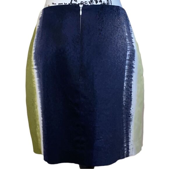 Tahari Mini Skirt Green White Black Color Block Skirt Size 6 - Picture 3 of 14
